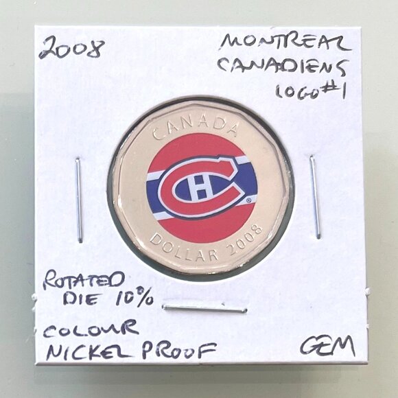 2008 Montreal Canadiens Coloured Logo Nickel Proof Loon! Rare Rotated Die! - Picture 1 of 14
